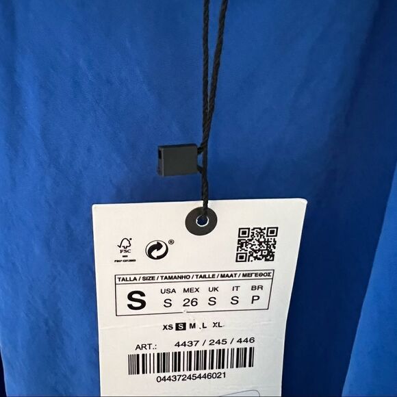 Zara Blue Slip Dress With Ruching - Picture 7 of 10